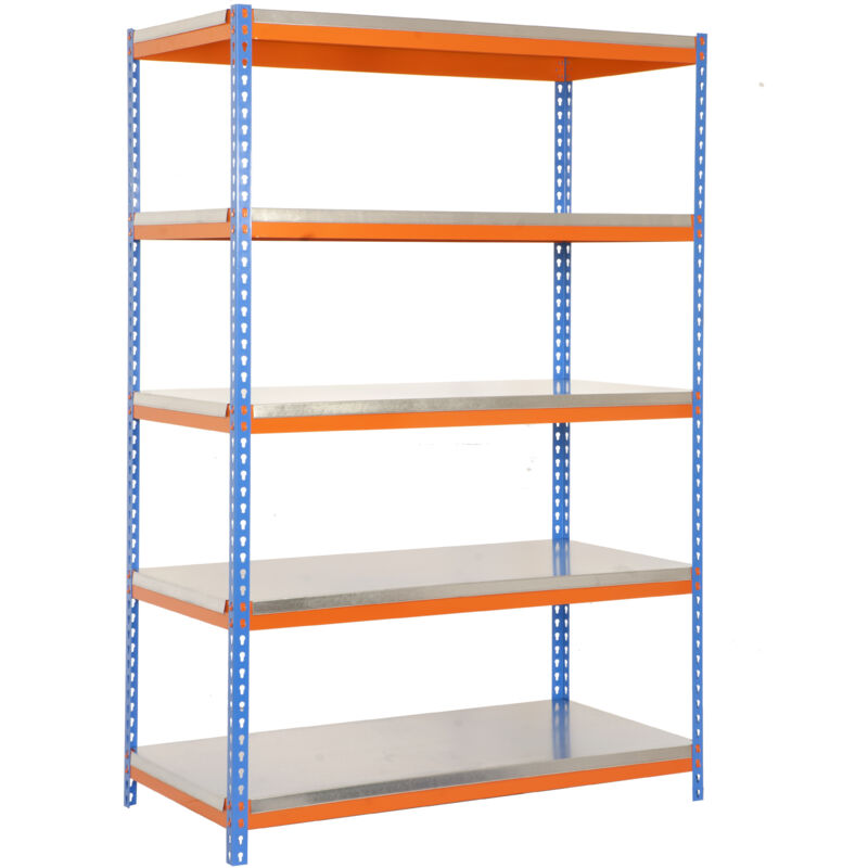 foto del prodotto simonrack scaffale industriale, 2000x1000x600 mm, 5 ripiani in metallo, portata 300 kg per ripiano, scaffale carichi pesanti, blu arancione zincato