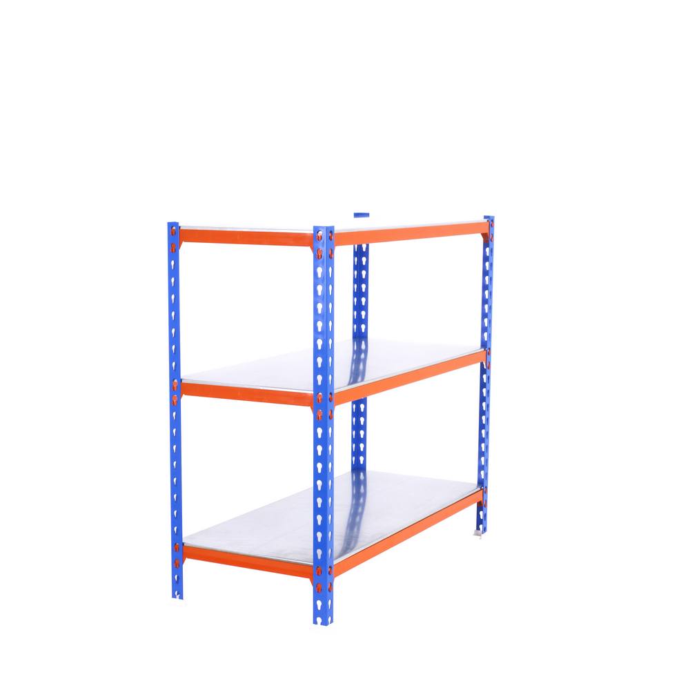 foto del prodotto simonrack scaffale portaoggetti, 1000x1100x500 mm, 3 ripiani, portata 200 kg per ripiano, metallo, scaffale da garage, blu arancione zincato 