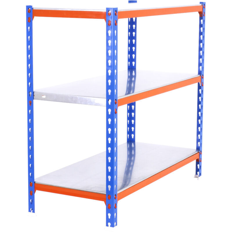 foto del prodotto simonrack scaffale portaoggetti, 1000x900x500 mm, 3 ripiani, portata 180 kg per ripiano, metallo, scaffale da garage, blu arancione zincato 