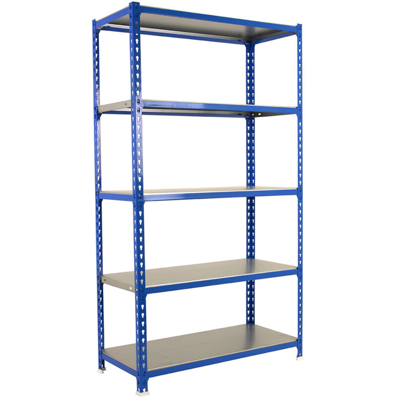 foto del prodotto simonrack scaffale portaoggetti, 1800x900x300 mm, 5 ripiani, portata 180 kg per ripiano, metallo, scaffale da garage, blu zincato simonclick