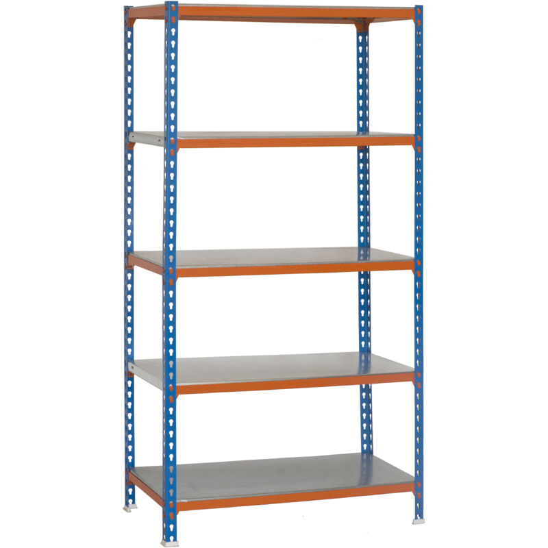 foto del prodotto simonrack scaffale portaoggetti, 1800x900x500 mm, 5 ripiani, portata 180 kg per ripiano, metallo, scaffale da garage, blu arancione zincato 