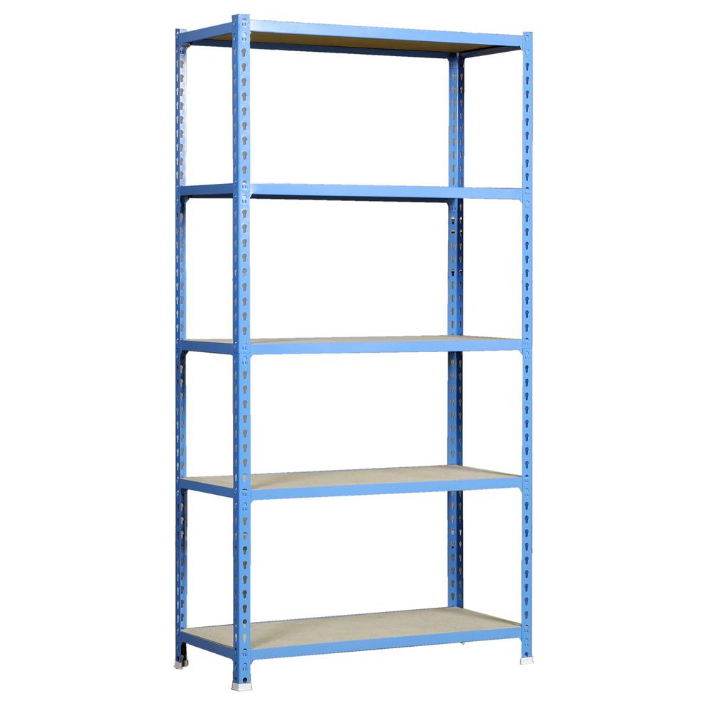 foto del prodotto simonrack scaffale portaoggetti, 2000x1100x300 mm, 5 ripiani in legno, portata 200 kg per ripiano, scaffale da garage, blu legno maderclick