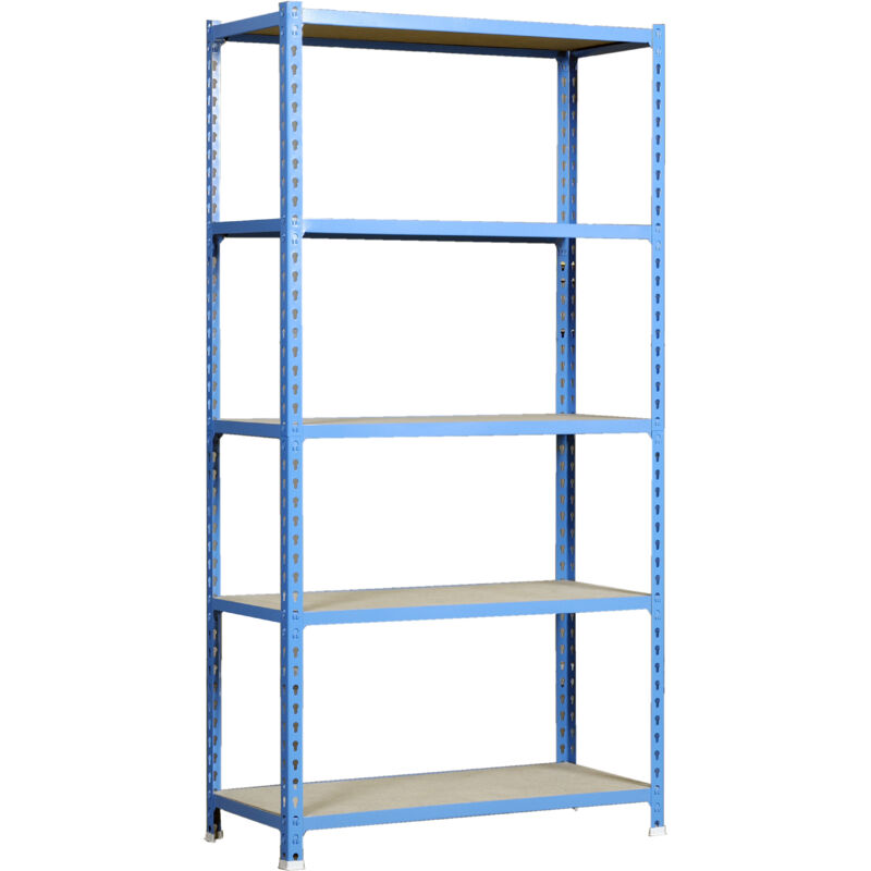 foto del prodotto simonrack scaffale portaoggetti, 2000x1200x500 mm, 5 ripiani in legno, portata 200 kg per ripiano, scaffale da garage, blu legno maderclick