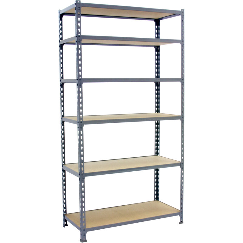 foto del prodotto simonrack scaffale portaoggetti, 2500x1200x500 mm, 6 ripiani in legno, portata 200 kg per ripiano, scaffale da garage, grigio legno maderclick