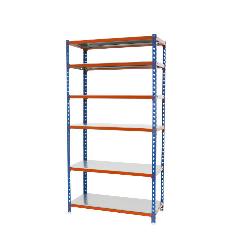 foto del prodotto simonrack scaffale portaoggetti, 2500x800x500 mm, 6 ripiani, portata 180 kg per ripiano, metallo, scaffale da garage, blu arancione zincato 