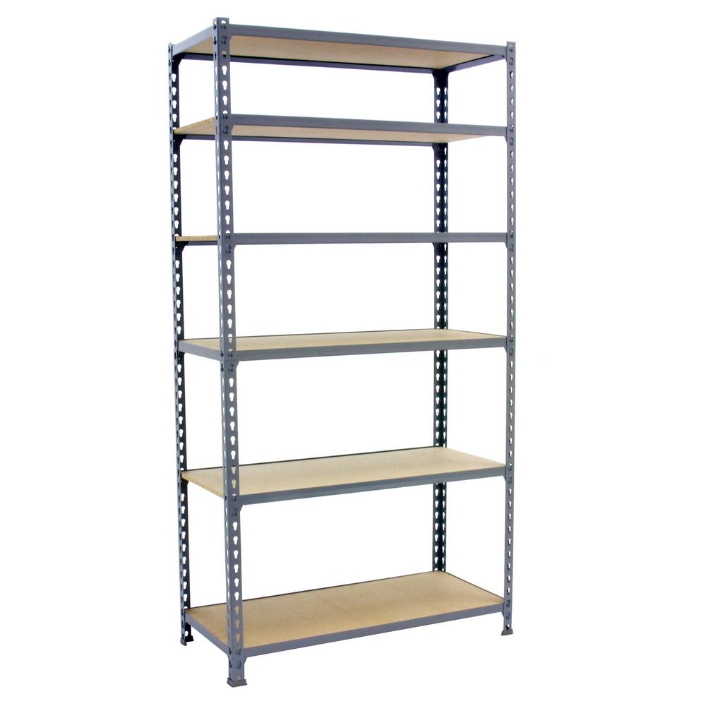 foto del prodotto simonrack scaffale portaoggetti, 2500x900x500 mm, 6 ripiani in legno, portata 150 kg per ripiano, scaffale da garage, grigio legno maderclick