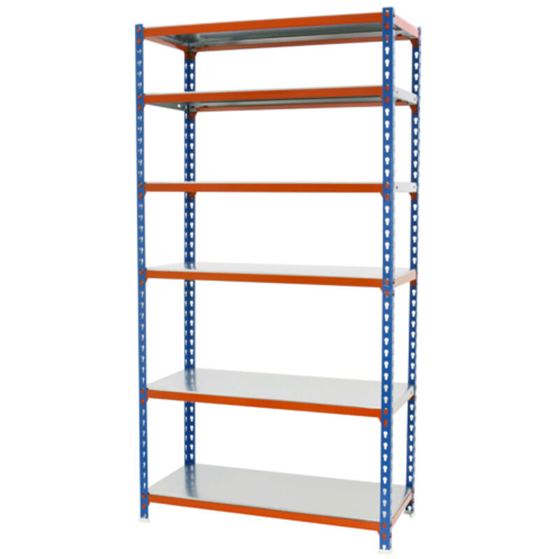 foto del prodotto simonrack scaffale portaoggetti, 2500x900x500 mm, 6 ripiani, portata 180 kg per ripiano, metallo, scaffale da garage, blu arancione zincato 