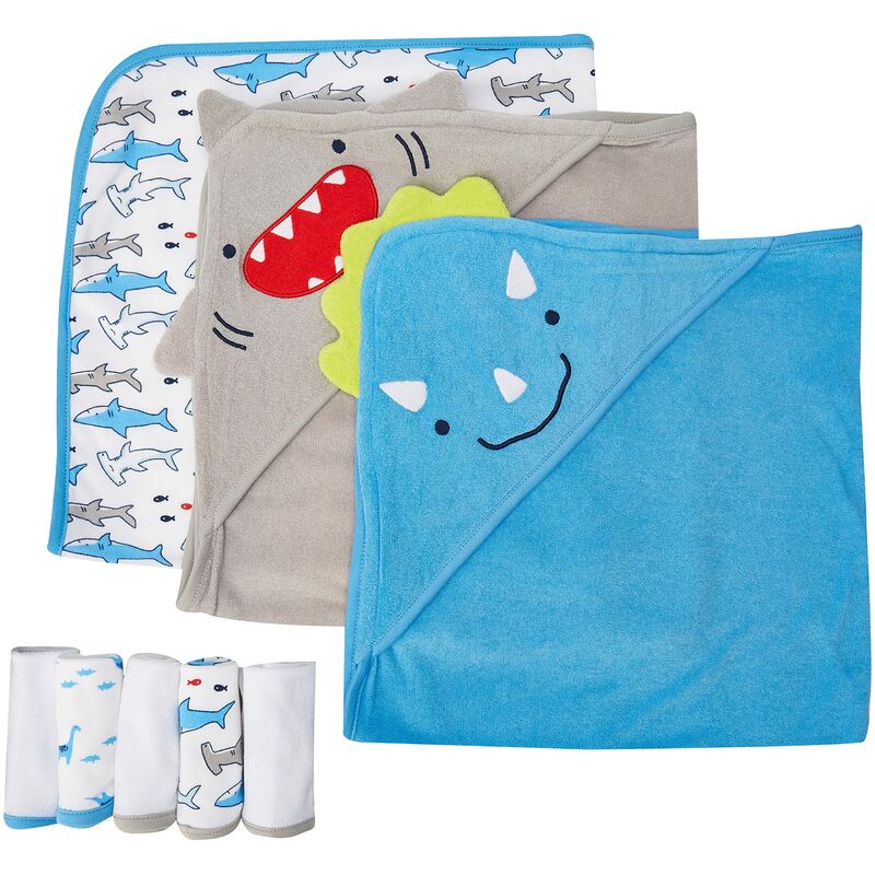 foto del prodotto simple joys by carter s 8 piece towel and washcloth set baby bath towels, squalo, taglia unica bimbo