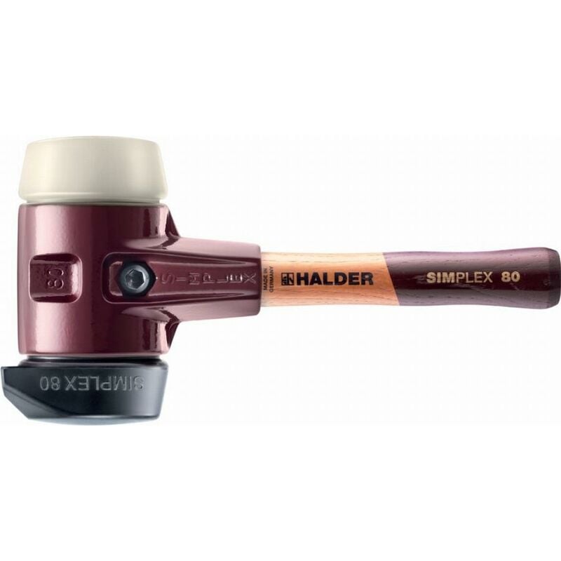 foto del prodotto simplex mazza in gomma piena, con piede integrato nylon, con alloggiamento in ferro malleabile e manico in legno di alta qualit d 80 mm manico
