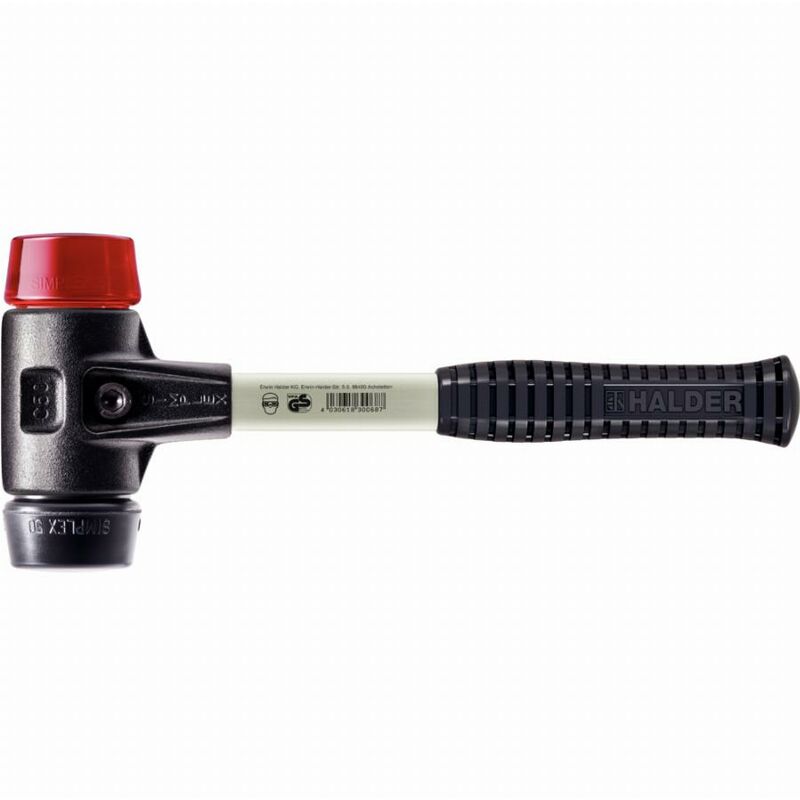 foto del prodotto simplex mazza in gomma / plastica con corpo in ferro malleabile rinforzato e impugnatura in fibra di vetro - d 60 mm - 3726.060 - halder