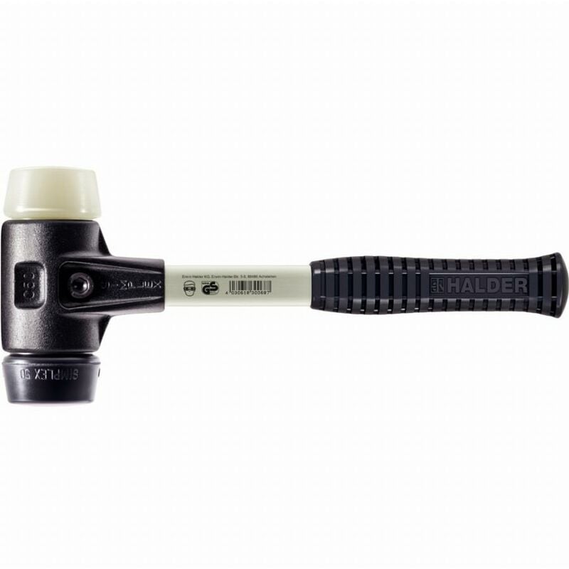 foto del prodotto simplex mazza in gomma riempita nylon con corpo in ferro malleabile rinforzato e manico in fibra di vetro d 40 mm 3728.040 halder