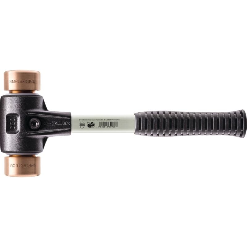 foto del prodotto simplex mazza in rame con corpo in ferro malleabile rinforzato e impugnatura in fibra di vetro - d 40 mm - 3704.040 - halder