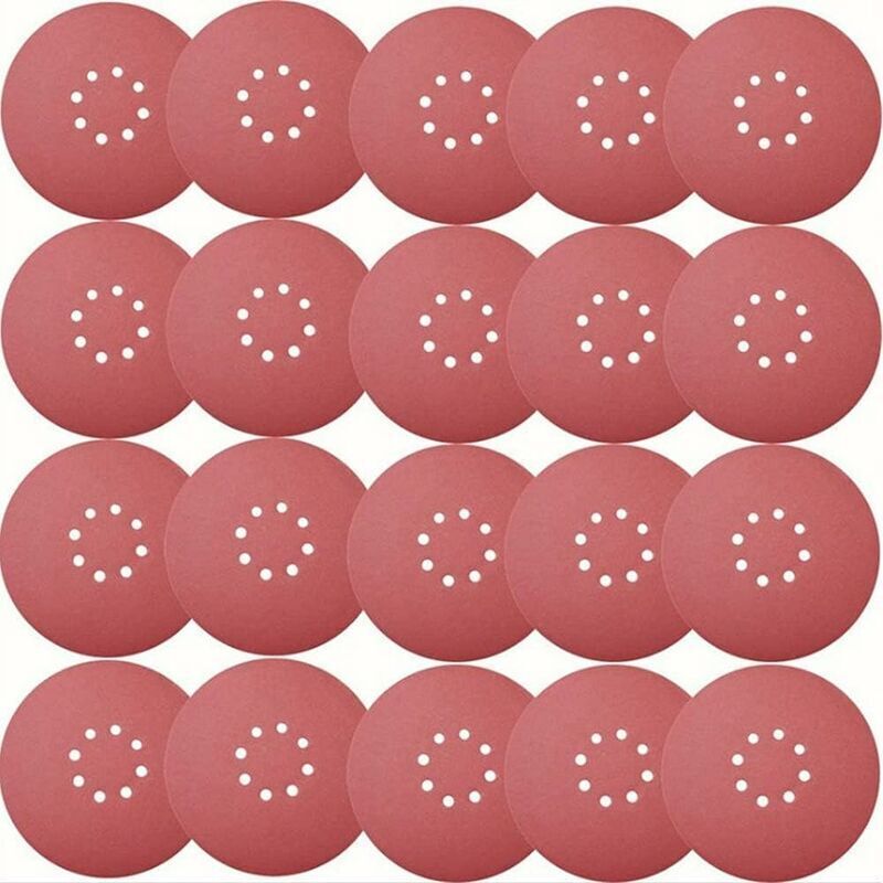 foto del prodotto simplicity 30 dischi abrasivi, dischi abrasivi diametro 225 mm grana 5x pp40 60 100 120 180 240 8 fori in carta vetrata rossa per costruzioni a