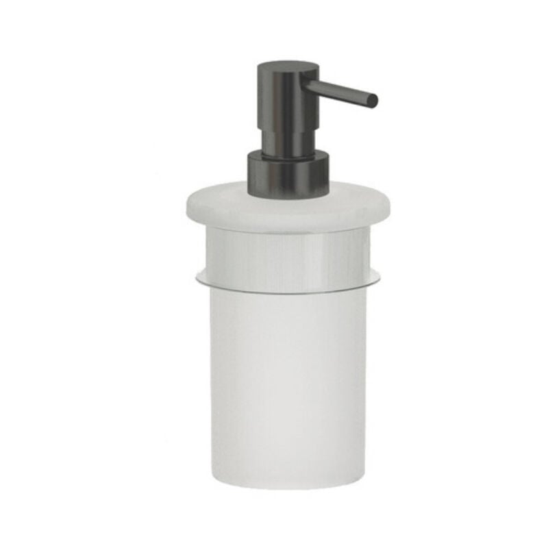 foto del prodotto simply r pvd dosatore di sapone a parete in vetro satinato, metallo gun satdsimrdavgm swiss aqua technologies