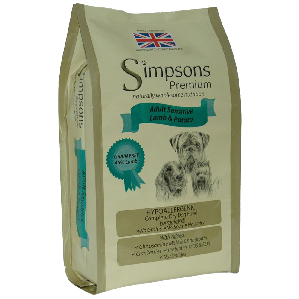 foto del prodotto simpsons premium sensitive adult agnello e patate 12 kg