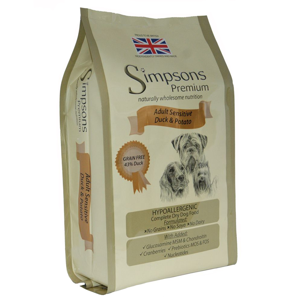 foto del prodotto simpsons premium sensitive adult anatra e patate 12 kg