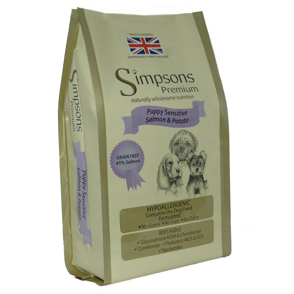 foto del prodotto simpsons premium sensitive puppy salmone e patate 12 kg