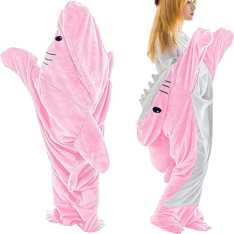 foto del prodotto sinbinta coperta di squalo per adulti, felpa con cappuccio con coperta di squalo indossabile sacco a pelo di squalo per adulti tutina in costume da