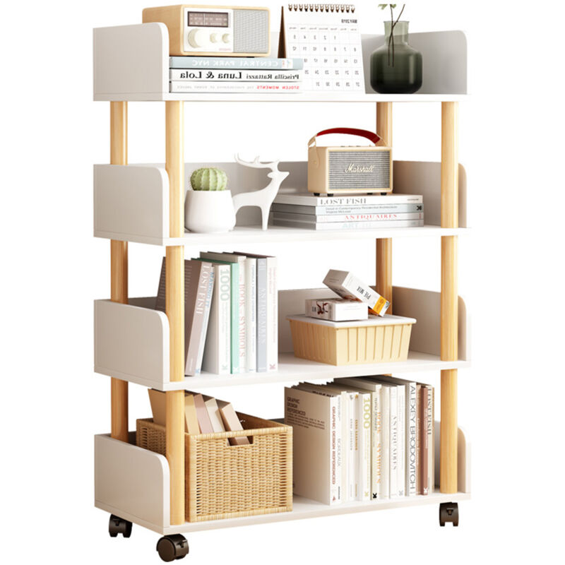 foto del prodotto sinbinta libreria, libreria in legno con pareti laterali e cornice in legno massiccio, scaffali, librerie, scaffalature per camera da letto,