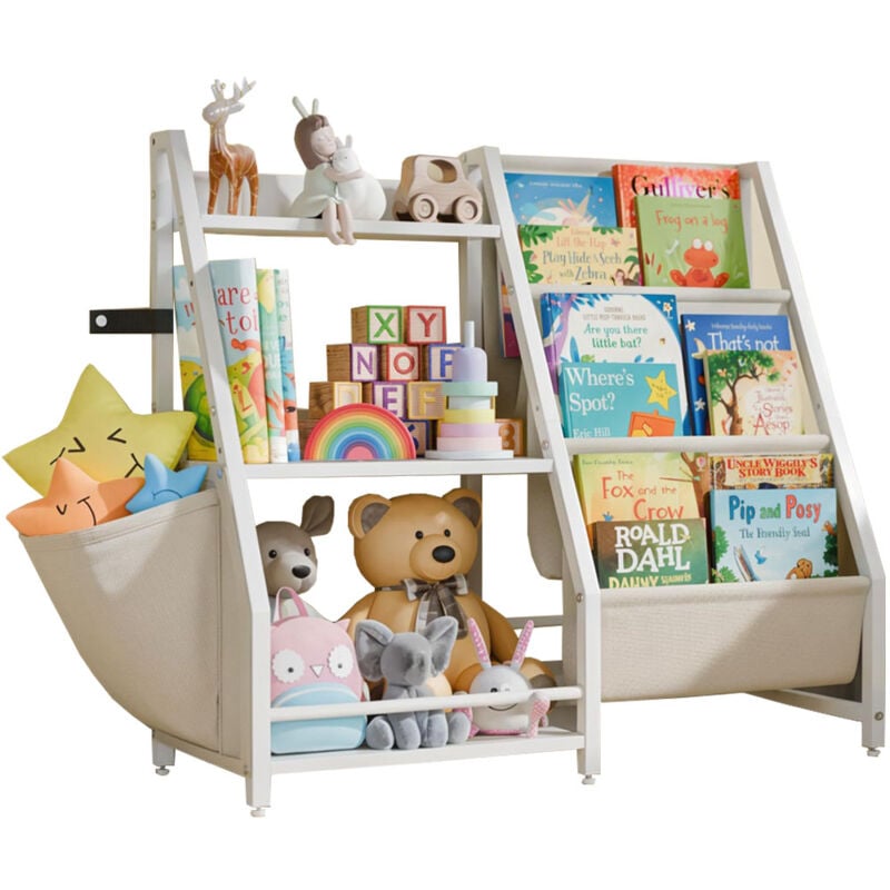 foto del prodotto sinbinta libreria montessori e organizzatore di giocattoli per bambini, libreria a 3 livelli per la cameretta dei bambini, la stanza dei giochi, la
