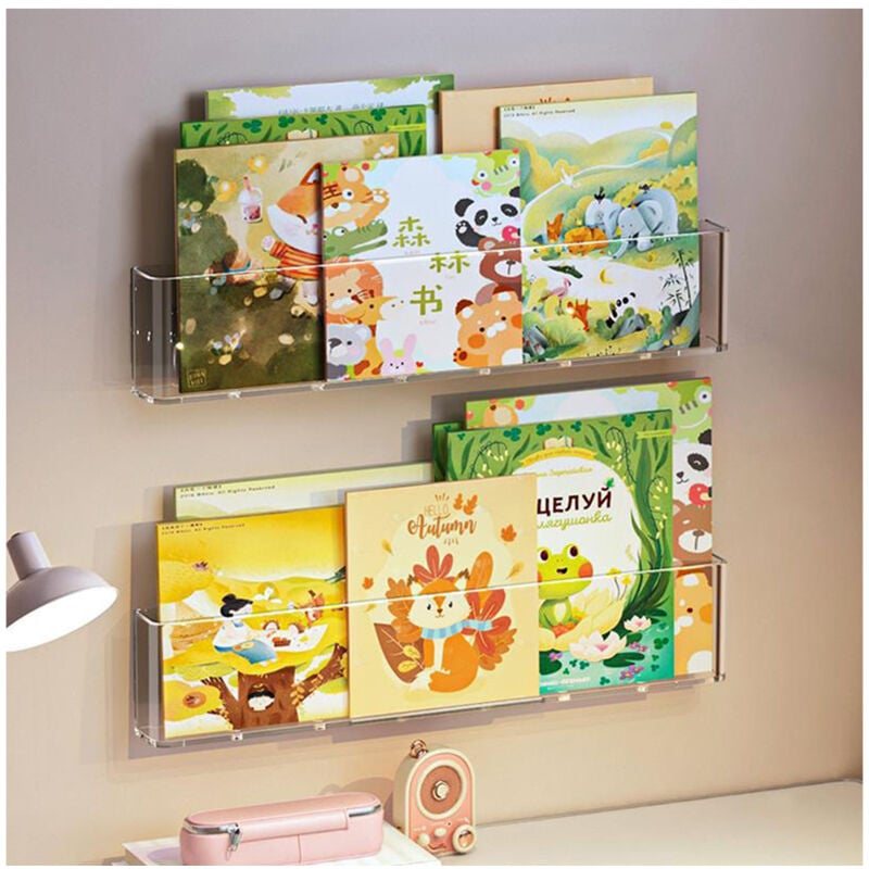 foto del prodotto sinbinta mensole galleggianti per parete, scaffali in acrilico trasparente decorazione per stanza come libreria esposizione di dischi in