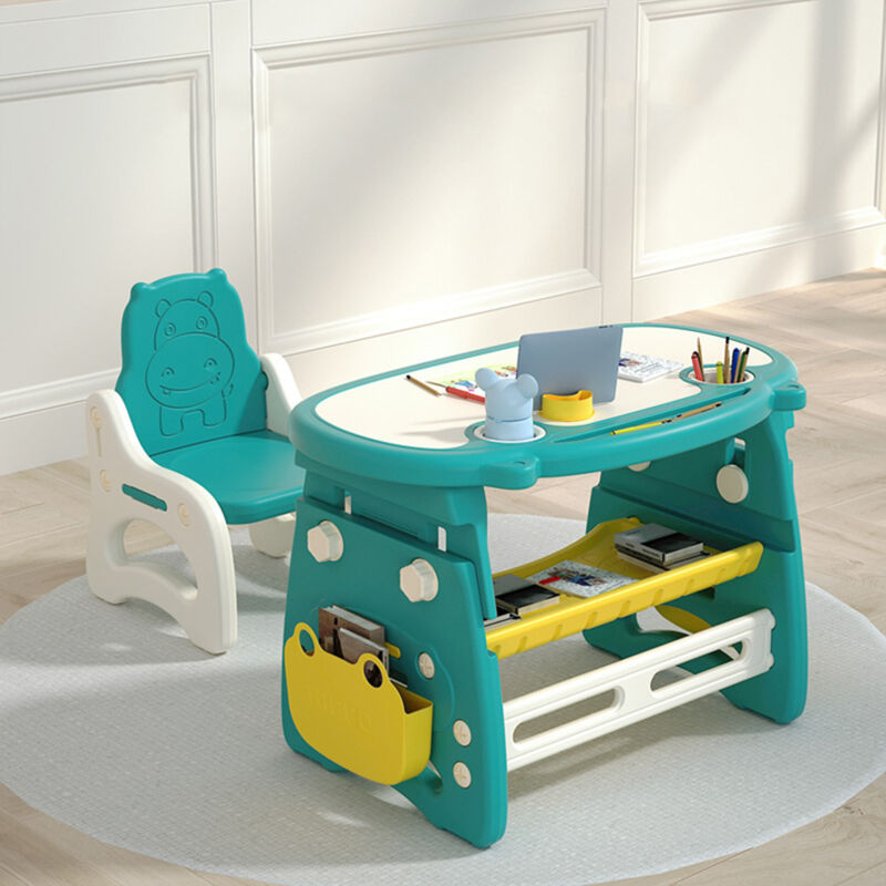 foto del prodotto sinbinta set tavolo e sedia per bambini con lavagna cancellabile matite acquerellabili tavolo multifunzionale per attivit e studio in plastica per