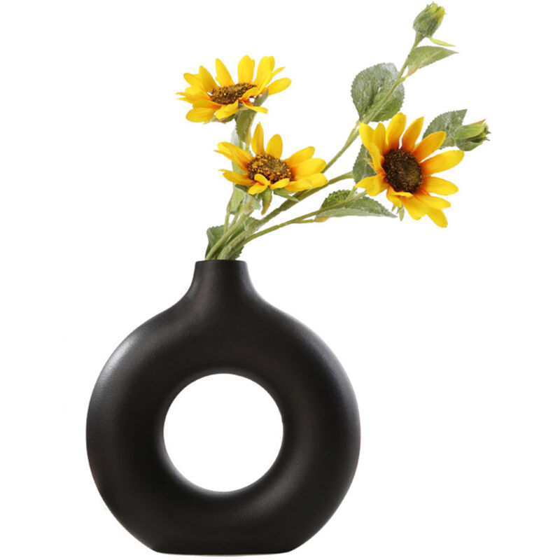foto del prodotto sinbinta vasi per erba della pampa, vaso creativo decorazioni per la casa moderne, vaso fatto a mano in ceramica nero fiori secchi ornamenti