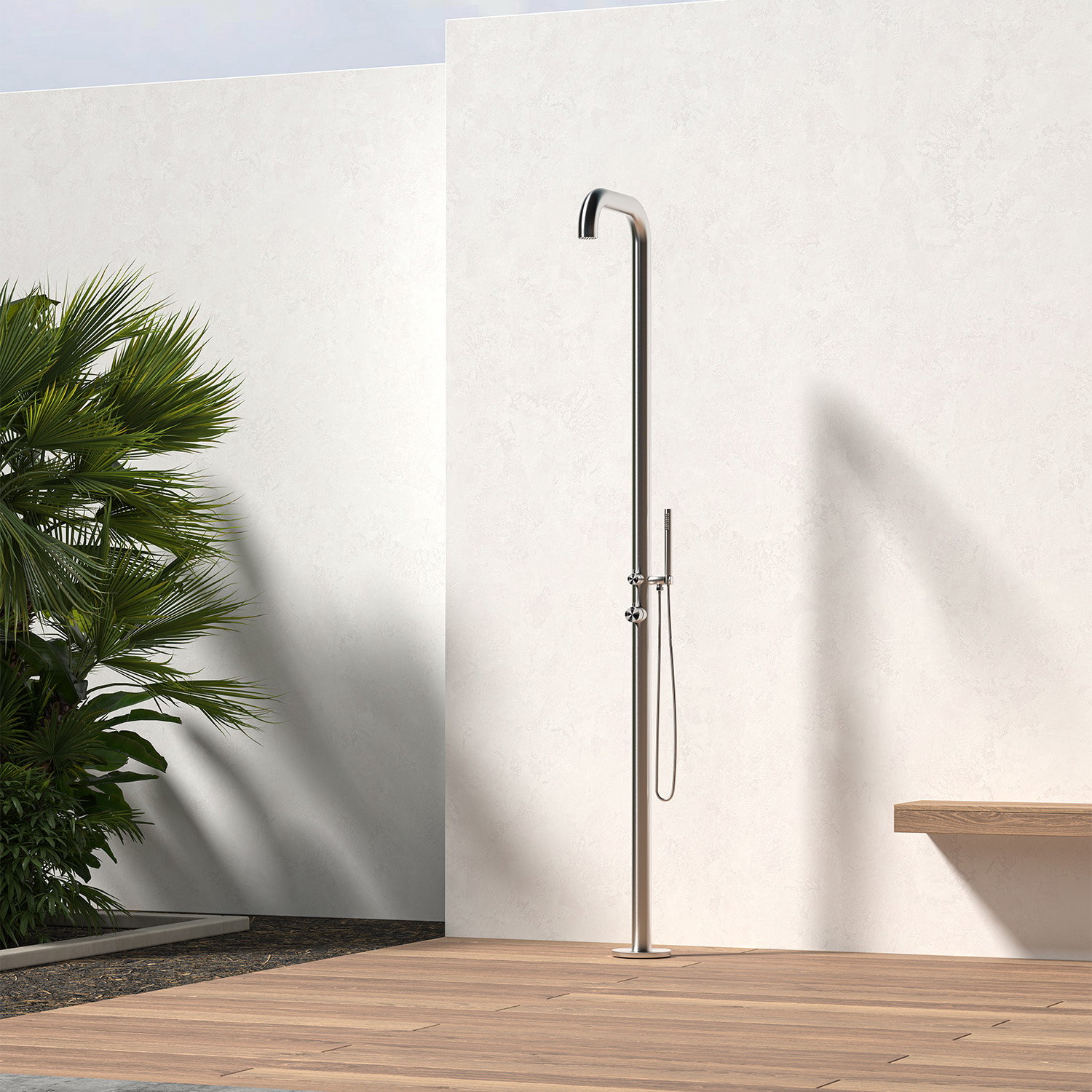 foto del prodotto sined chia doccia in acciaio 316l con miscelatore e doccino h 230 cm inox satinato