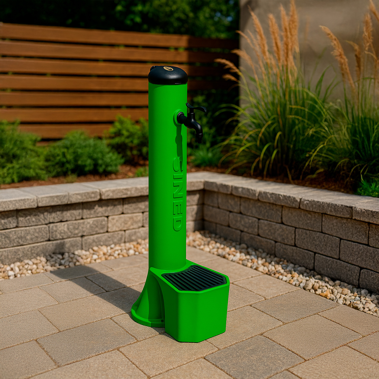 foto del prodotto sined kit tritone fontana per esterno e secchiello da 5 litri in polietilene verde realizzato in polietilene hd
