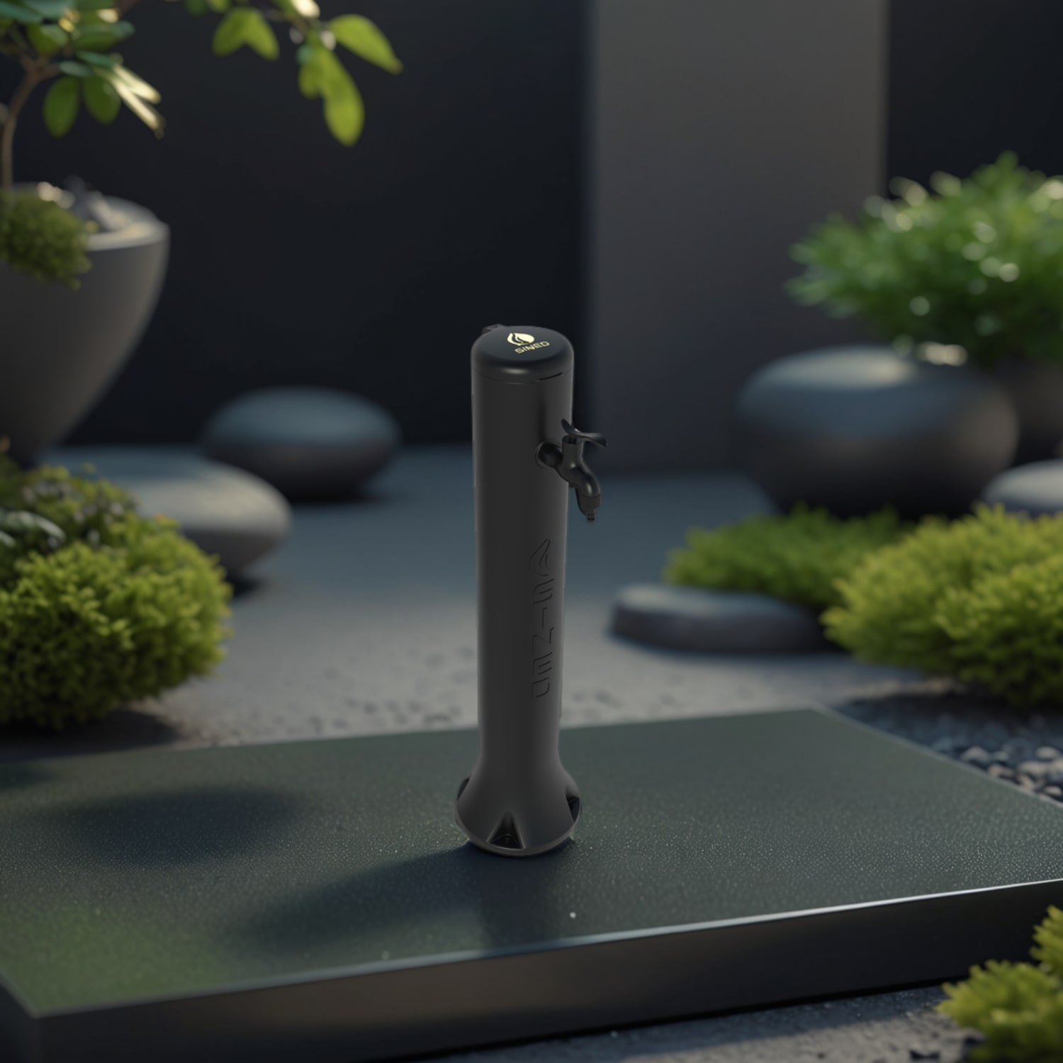 foto del prodotto sined tritone fontanella da giardino in hdpe con predisposizione per attacchi rapidi nera altezza 100 cm realizzata in hdpe