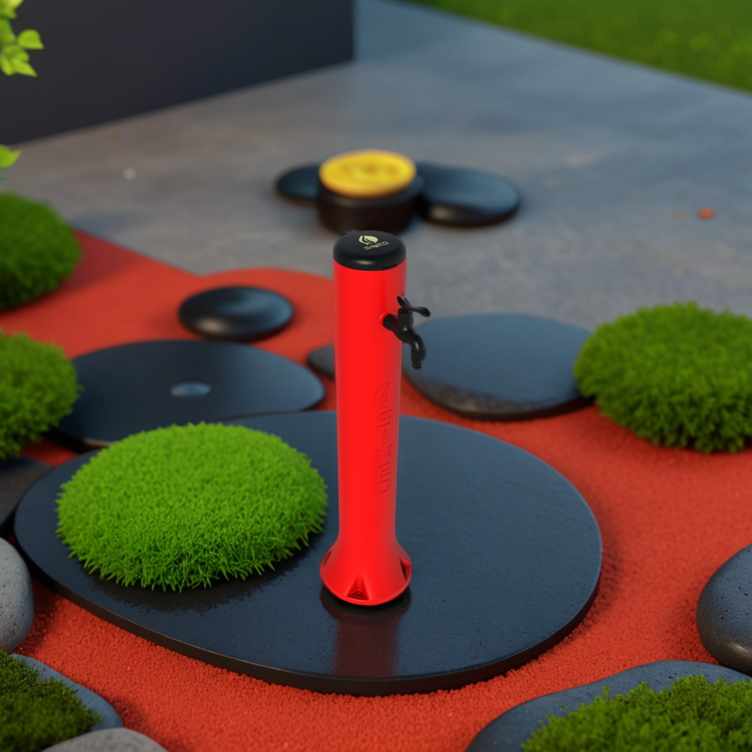 foto del prodotto sined tritone fontanella da giardino in hdpe con predisposizione per attacchi rapidi rossa