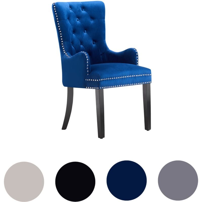 foto del prodotto singola sedia da pranzo windsor lux velvet imbottite con braccioli sedia da pranzo per sala da pranzo cucina blu