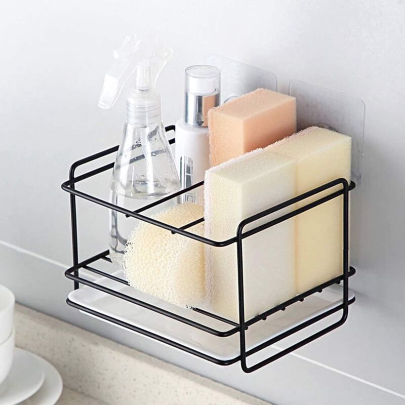foto del prodotto sink sponge rack bathroom sink storage rack black