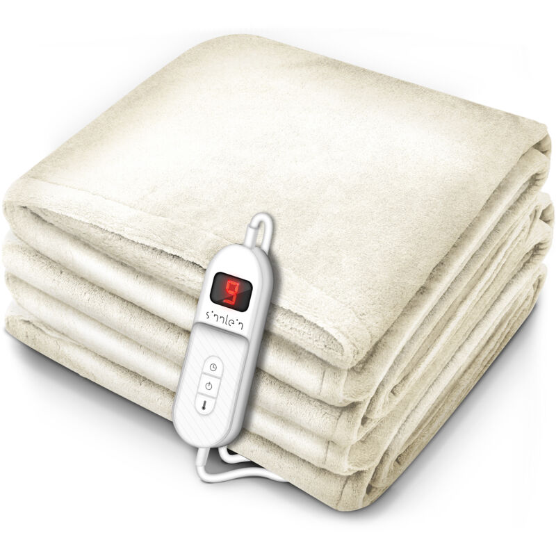 foto del prodotto sinnlein termocoperta scaldasonno 160x120cm crema certificato t v s d gs scaldaletto elettrico con spegnimento automatico coprimaterasso termico