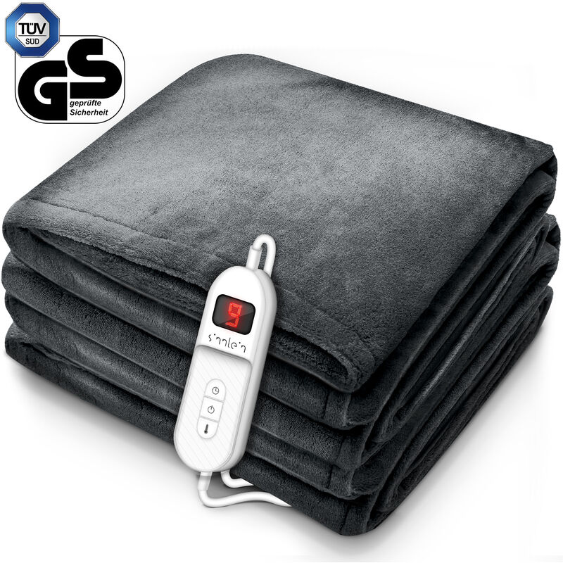 foto del prodotto sinnlein termocoperta scaldasonno 160x120cm grigio certificato t v s d gs scaldaletto elettrico con spegnimento automatico coprimaterasso termico