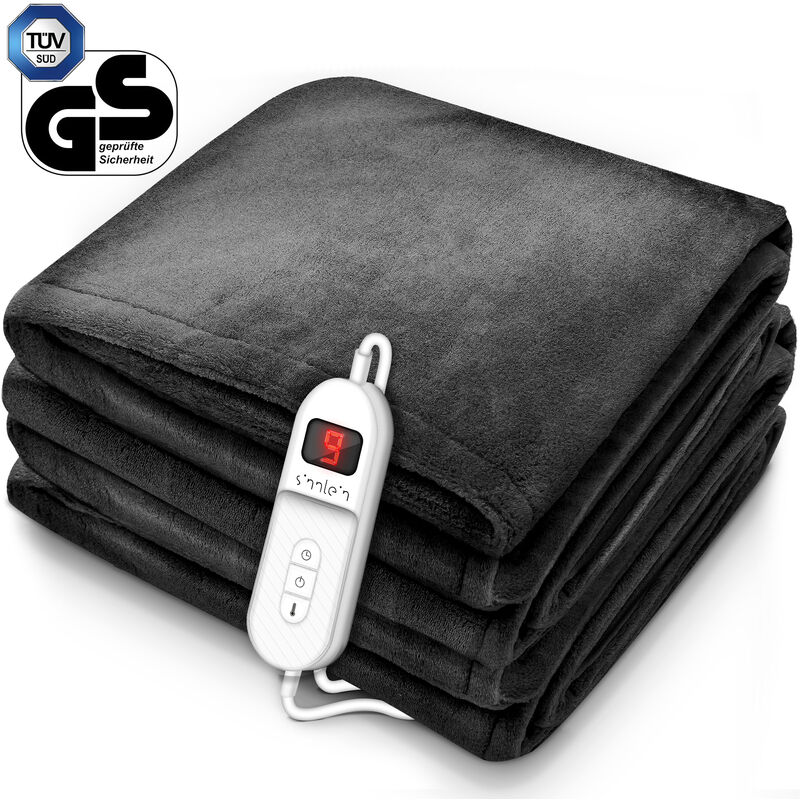 foto del prodotto sinnlein termocoperta scaldasonno 200x180cm antracite certificato t v s d gs scaldaletto elettrico con spegnimento automatico coprimaterasso