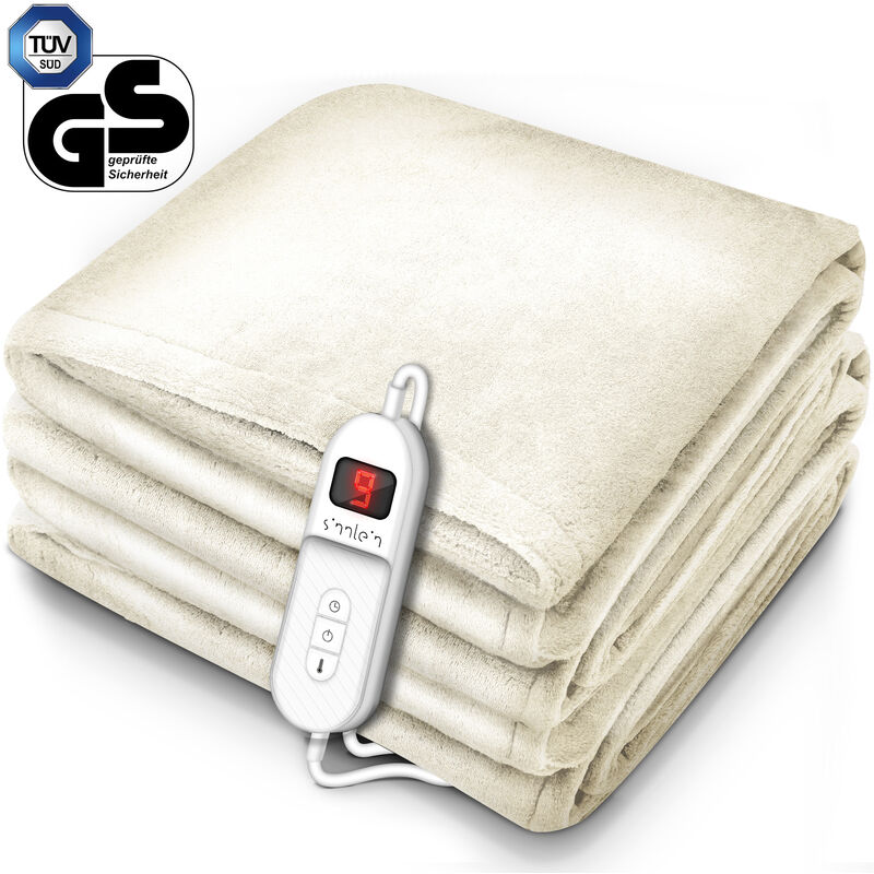 foto del prodotto sinnlein termocoperta scaldasonno 200x180cm crema certificato t v s d gs scaldaletto elettrico con spegnimento automatico coprimaterasso termico