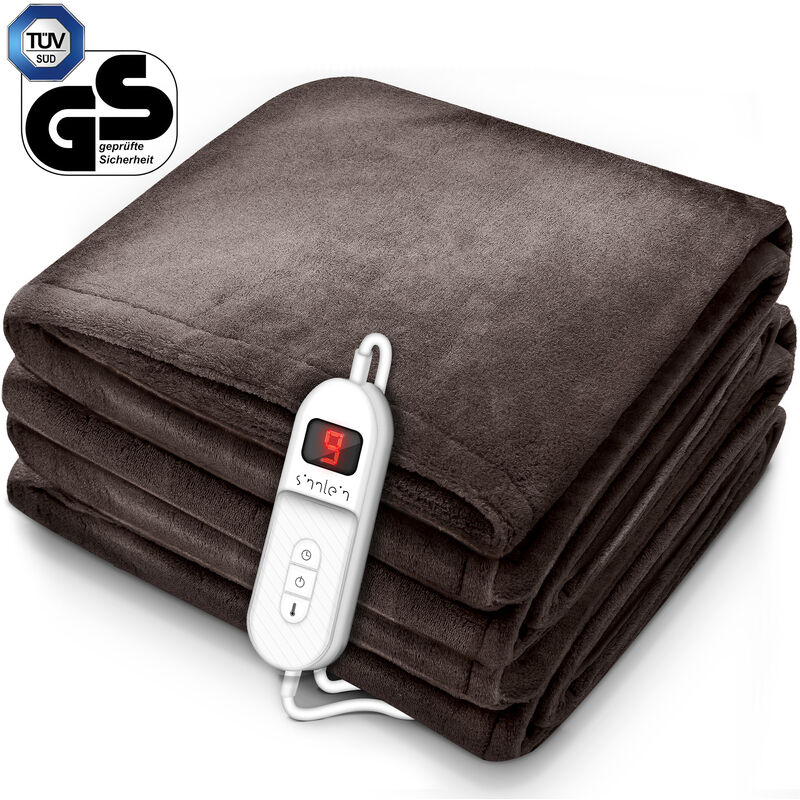 foto del prodotto sinnlein termocoperta scaldasonno 200x180cm marrone certificato t v s d gs scaldaletto elettrico con spegnimento automatico coprimaterasso termico