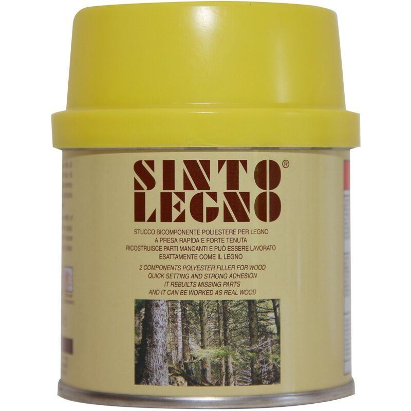 foto del prodotto sintolegno mastice stucco per legno bicomponente poliestere. con fibre di legno ml 750 chiaro scuro