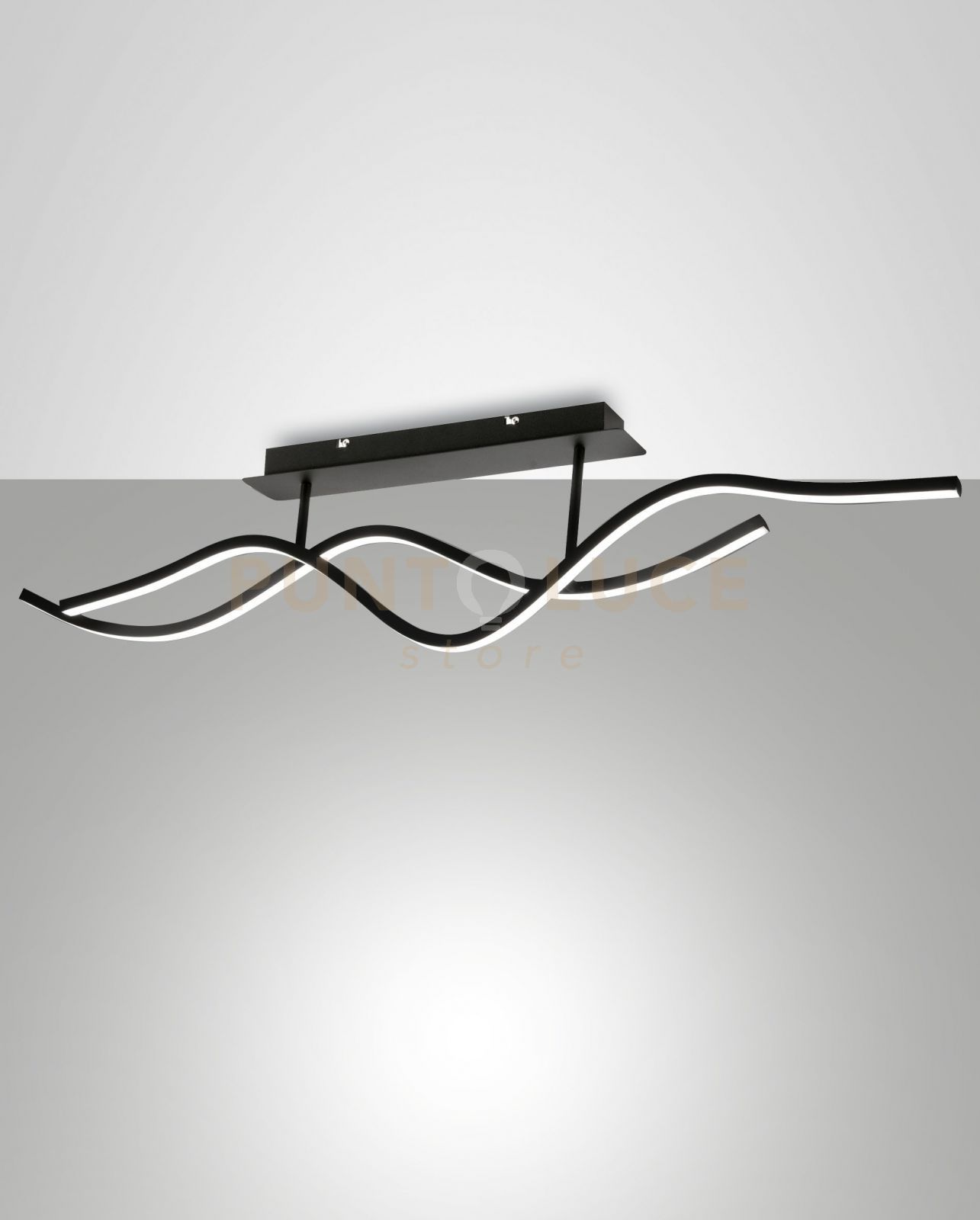foto del prodotto sinuo plafoniera moderna nera a led 3000k 36w 3880 lm dimmerabile a step