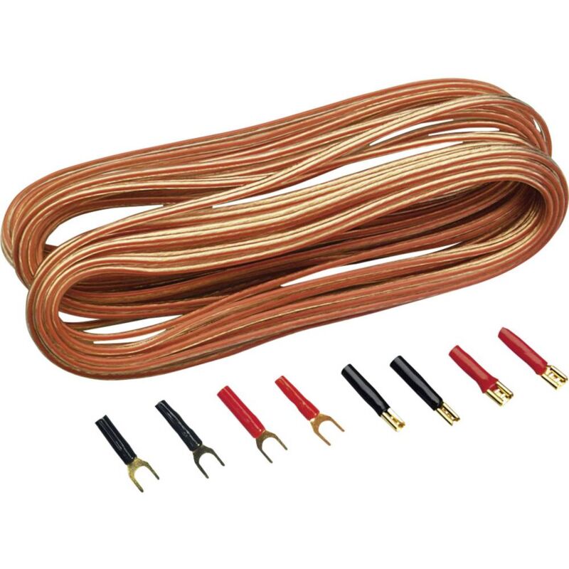 foto del prodotto sinuslive kit cavi per altoparlanti hifi per auto 2 x 0.75 mm 10.00 m placcato oro, incl. spina