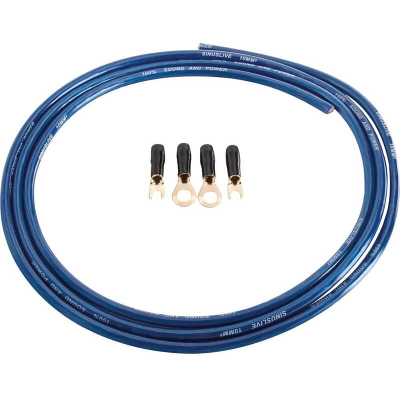 foto del prodotto sinuslive kit cavo corrente hifi per auto 10 mm placcato oro
