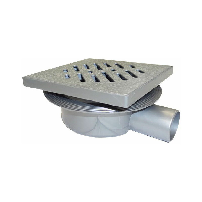 foto del prodotto sip chiusino sifonato con griglia in abs plastica 14x14 scarico laterale per doccia