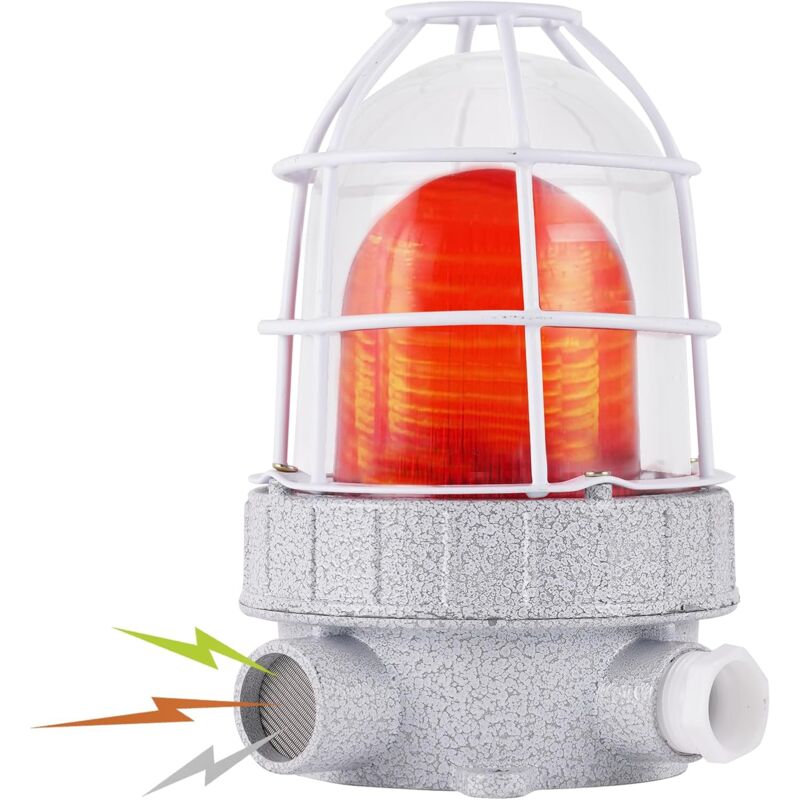 foto del prodotto sirena di allarme antideflagrante con luce stroboscopica e allarme acustico impermeabile da 110 db per prodotti chimici petroliferi 220 v rosso