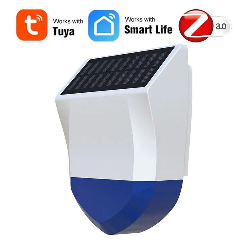 foto del prodotto sirena di allarme smart zigbee da esterno con pannello solare tuya