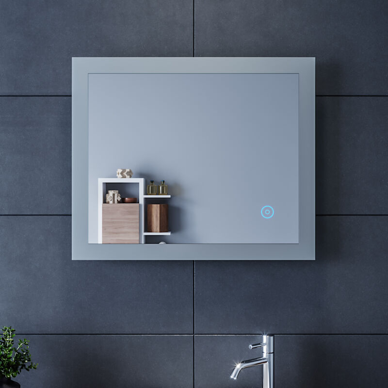 foto del prodotto sirhona 60x 50cm specchio da bagno luce led specchio bagno illuminato con touch control specchio da parete conciso impermeabile ip44 rettangolo