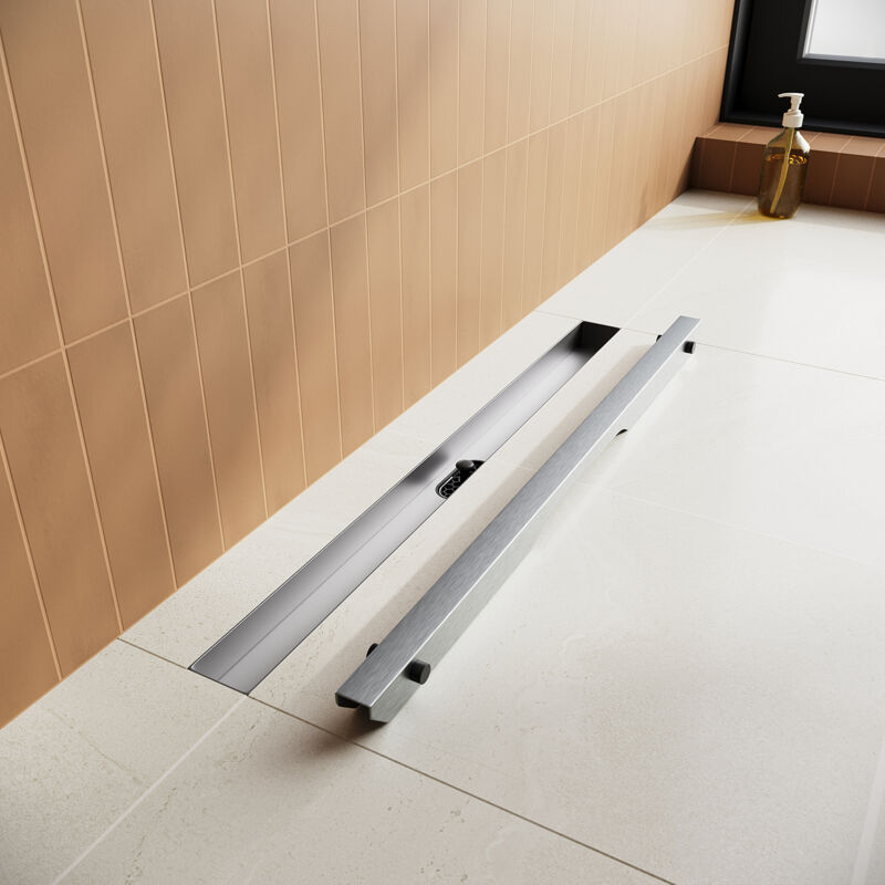 foto del prodotto sirhona canaletta di scolo per doccia in acciaio inox canalina doccia con filtro per capelli drenaggio rapido design sottile risparmio di spazio 40