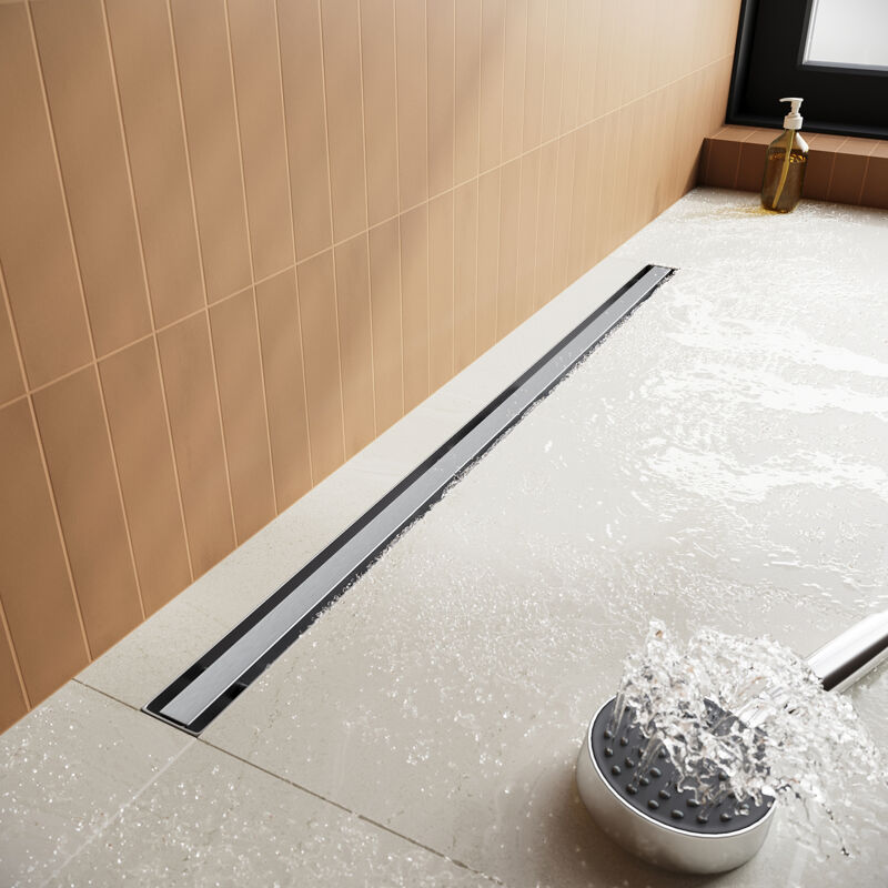 foto del prodotto sirhona canaletta di scolo per doccia in acciaio inox canalina doccia con filtro per capelli drenaggio rapido design sottile risparmio di spazio 70