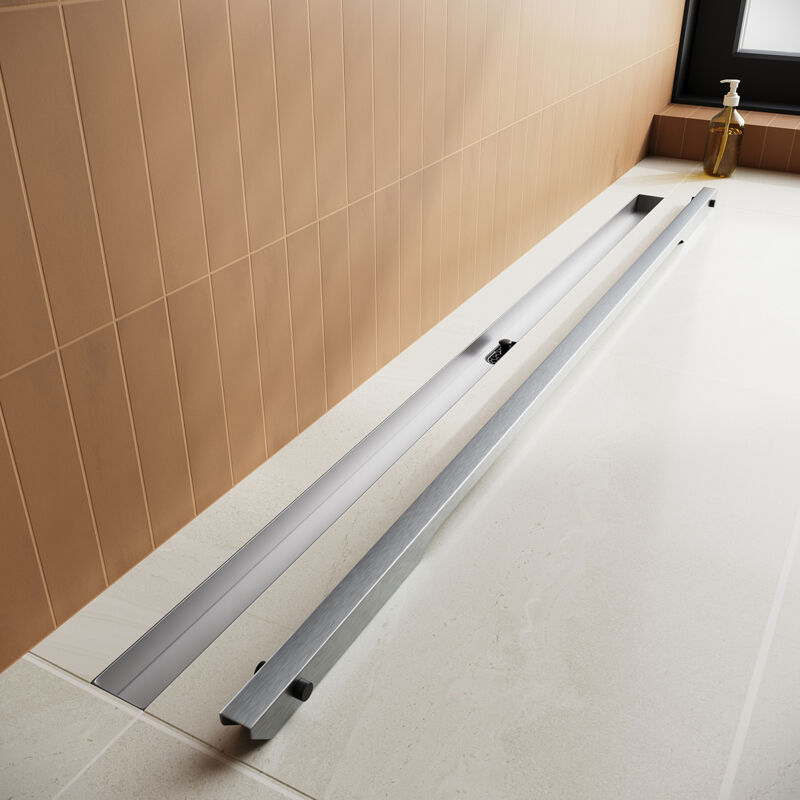 foto del prodotto sirhona canaletta di scolo per doccia in acciaio inox canalina doccia con filtro per capelli drenaggio rapido design sottile risparmio di spazio 80