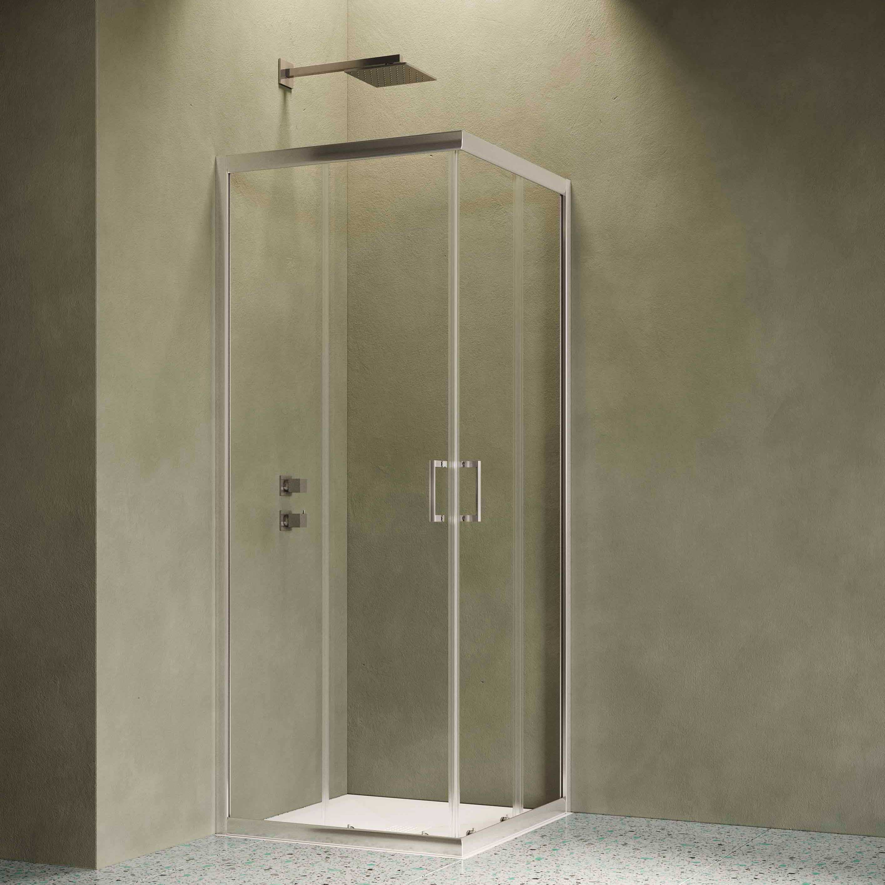 foto del prodotto siro box doccia ad angolo 100x90 cm 2 ante scorrevoli cromo trasparente